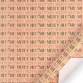 Pink kraft paper wrapping roll with black Merry Christmas text and heart motifs - Style 2 / 50x70cm