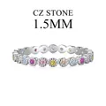 S925 sterling silver band ring with 1.5mm colorful cubic zirconia stones - US 6 / Multicolor Full Eternity Band (DY120800)