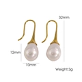Eleganti orecchini in acciaio placcati oro 14K con perla a goccia e dimensioni - Gancio Perla a Goccia Piccolo (32mm)