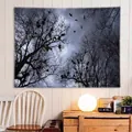 Gothic tapestry with dark forest and crow design for Halloween home wall decoration - 150x130cm / WSJ27 Dark Birds and Dead Trees