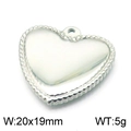 Silver heart pendant with beaded edge and white inlay for DIY jewelry, size 20x19mm - Steel (KLJ5885-Z)