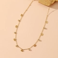 Collana in acciaio inossidabile dorato con ciondoli a corona e strass rotondi - Collana a corona con strass