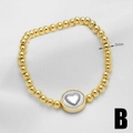 Handmade 18k gold plated 5mm beaded bracelet with silver 3D heart charm detail - Heart / 5mm Bead Diameter