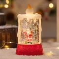 Christmas LED candle lamp with Santa figure and gold glitter inside red base - Red Base Backpack Santa