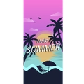 Microvezel strandlaken met tropische zonsondergang en paars-roze palmboom ontwerp - 850 Hello Summer Zonsondergang