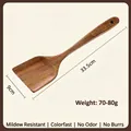 Natural acacia wood spatula with long handle and hanging hole for non-stick pans - Mangium Large Turner / 33.5*9cm