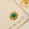 Vintage gold oval malachite pendant with intricate hollow filigree craftsmanship - Pendant Only (Without Chain)-Oval Malachite Hollow (SAC23061902)