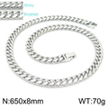 Silver stainless steel Cuban chain necklace with shiny and brushed finish options - Shiny/Brushed (KN225335-Z)