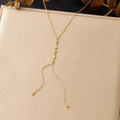 Elegant gold-plated stainless steel Y-necklace with shiny stars and zircon pendants - Star and Round Zirconia Y-Shaped Tassel Style (N4106)
