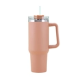 Pink 40oz stainless steel insulated tumbler with handle and reusable straw detail - 40oz Khaki / 40oz
