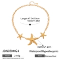 Gold starfish necklace in waterproof stainless steel with adjustable length and pendant - Starfish Pendant Layered Necklace (JDN0304024)