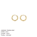 Polished 14K gold plated stainless steel hoop earrings in 14mm size for women - 14mm x 2mm Hoop Earrings (YE25118) / Steel