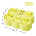 Fruit green silicone ice pop mold with 6 paw-shaped handles and base dimensions 18x12.5x8cm - Rectangle Animal Style - Green