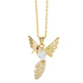 Exquis collier pendentif colibri en or 18 carats avec zircon blanc et œil de rubis rouge - Style A / Doré