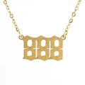 Gold stainless steel 888 number necklace with frosted texture and gothic font style - Number 888