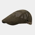Gorra plana de malla transpirable verde oliva con hebilla de metal ajustable para verano - Ajustable / Verde Militar