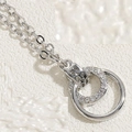 Silver interlocking circles pendant necklace with micro-paved cubic zirconia stones - Double Ring Zirconia (Platinum Plated) / Silver