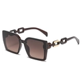 Gafas de sol cuadradas oversize con lentes degradadas marrones y patillas de cadena - Marrón
