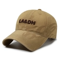 Khaki American vintage washed baseball cap with brown LA&DH 3D embroidery detail - Deep Beige