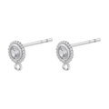 Micro-pave zirkonia twist oorknopjes met ophangoogje voor doe-het-zelf sieraden - Witgoud