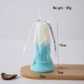 Blue gradient pillar candle with woven texture and decorative ribbon, 85g 10cm - Wave 1 (Blue)