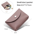 Detail view of pink pebbled leather coin purse with metal buckle showing inner capacity - Single Layer / Dusty Pink