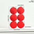 Set of 6 red flocked Christmas balls with gold hangers in a transparent display box - Set of 6 / Red