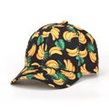 Tropical banana print baseball cap with black fabric base and yellow fruit patterns - Casual Banana Print Style (38#)