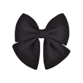 Detailed view of large black chiffon bow hair clip with textured fabric on white background - Black (5)