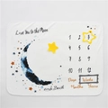 Soft flannel baby milestone blanket with navy blue moon and stars photography props - Ink Moon with Frame / 75*100cm / 0.1