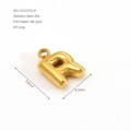 18K gold plated stainless steel letter R bubble pendant with dimensions and SKU detail - Letter R / Gold