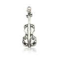 Vintage silver violin charm pendant with intricate carved details for DIY jewelry making - Guitar Shape (5808)