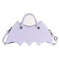 Dettaglio borsa a pipistrello viola in pelle PU con cuciture a ragnatela e manici in metallo - Violetto