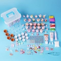 Kids DIY dessert craft kit with blue storage box and simulated cream glue toy set - Large Box Set (32-Piece Set with Storage Box)