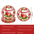 Set of 24 strawberry themed 9-inch paper plates made of 250g white cardboard - Strawberry Large Paper Plates