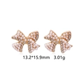 Bow stud earrings with pearls and rhinestones, dimensions 13.2x15.9mm, weight 3.01g - 95. Bow Earrings