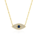 Elegant S925 sterling silver evil eye necklace with gold finish and blue stone - 925 Silver / Gold