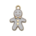 Ciondolo omino di pan di zenzero smaltato dorato per gioielli natalizi fai-da-te - Pupazzo di Neve Bianco (14195) / 1 Pezzo (12x18mm) / Bianco / 0.26