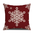 Red linen Christmas pillowcase with a large beige snowflake pattern and rustic texture - Red Center Large Snowflake/22YM13-11