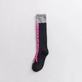 Chaussettes noires drôles à motif pattes de poulet rose et bords vagues gris - Noir Griffe Rose Court (Vrac)