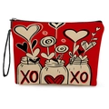 Borsa da trucco rossa con stampe a cuore XO e cinturino da polso nero elegante - Stile Vasetti Decorativi a Cuore (xy-062-1) / 17*25cm (Con Cinturino)