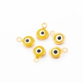 Golden 6mm Turkish Evil Eye charms with enamel finish and metal frames for DIY earrings - Yellow