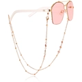 Pink polygon sunglasses with gold metal frame and decorative floral eyewear chain - Pink & Purple Flower Style