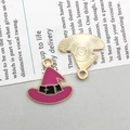 Pink enamel witch hat and golden shell charms for DIY Halloween jewelry making - Purple Witch Hat (17*17mm)