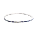 Elastic 2.0mm silver tennis bracelet with sparkling blue and iridescent crystals - Silver Multi-layer Blue Aurora Rhinestone