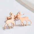 Rose gold reindeer stud earrings for women with elegant minimalist silhouette design - Large Reindeer-493 / Rose Gold