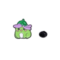 Épingle en émail grenouille mignonne avec chapeau fleur violette et fermoir en caoutchouc - C2561-3 Grenouille Chapeau de Fleur