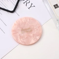 Pink marble pattern acetate compact mirror with elegant gold script lettering - Light Pink