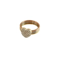 Dreifarbige stapelbare Herzringe in Gold, Silber und Roségold mit Pavé-Diamanten - US 6 / Dreifarbiger Herzstil (BJK206)