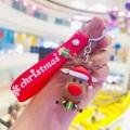 Christmas keychain with red silicone wristband and 3D reindeer charm for bags - Cute Reindeer